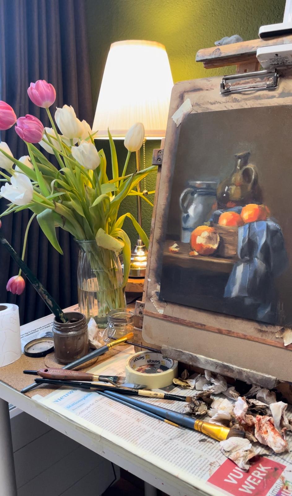 How to continue a dry oil painting